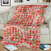 Red Palaka Hawaii Mele Kalikimaka Blanket Ohia Lehua Shell Leis Funny Gingerbread Santa - Polynesian Pride