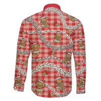 Red Palaka Hawaii Mele Kalikimaka Family Matching Long Sleeve Bodycon Dress and Hawaiian Shirt Ohia Lehua Shell Leis Funny Gingerbread Santa - Polynesian Pride