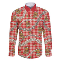 Red Palaka Hawaii Mele Kalikimaka Family Matching Off Shoulder Maxi Dress and Hawaiian Shirt Ohia Lehua Shell Leis Funny Gingerbread Santa - Polynesian Pride