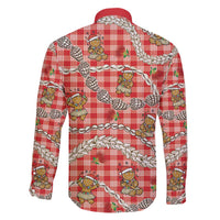 Red Palaka Hawaii Mele Kalikimaka Family Matching Short Sleeve Bodycon Dress and Hawaiian Shirt Ohia Lehua Shell Leis Funny Gingerbread Santa - Polynesian Pride
