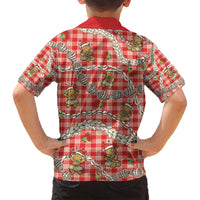 Red Palaka Hawaii Mele Kalikimaka Family Matching Summer Maxi Dress and Hawaiian Shirt Ohia Lehua Shell Leis Funny Gingerbread Santa - Polynesian Pride