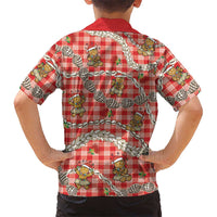 Red Palaka Hawaii Mele Kalikimaka Family Matching Tank Maxi Dress and Hawaiian Shirt Ohia Lehua Shell Leis Funny Gingerbread Santa - Polynesian Pride