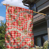 Red Palaka Hawaii Mele Kalikimaka Garden Flag Ohia Lehua Shell Leis Funny Gingerbread Santa - Polynesian Pride