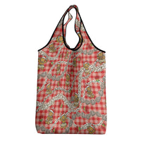 Red Palaka Hawaii Mele Kalikimaka Grocery Bag Ohia Lehua Shell Leis Funny Gingerbread Santa LT14 - Polynesian Pride