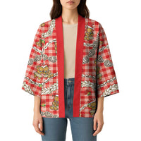 Red Palaka Hawaii Mele Kalikimaka Kimono Ohia Lehua Shell Leis Funny Gingerbread Santa - Polynesian Pride