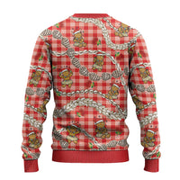 Red Palaka Hawaii Mele Kalikimaka Ugly Christmas Sweater Ohia Lehua Shell Leis Funny Gingerbread Santa - Polynesian Pride