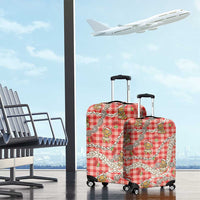Red Palaka Hawaii Mele Kalikimaka Luggage Cover Ohia Lehua Shell Leis Funny Gingerbread Santa LT14 - Polynesian Pride