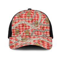 Red Palaka Hawaii Mele Kalikimaka Mesh Trucker Cap Ohia Lehua Shell Leis Funny Gingerbread Santa LT14 One Size Black Red - Polynesian Pride