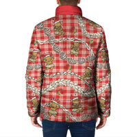 Red Palaka Hawaii Mele Kalikimaka Padded Jacket Ohia Lehua Shell Leis Funny Gingerbread Santa LT14 - Polynesian Pride
