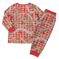 Red Palaka Hawaii Mele Kalikimaka Christmas Pajama Set Ohia Lehua Shell Leis Funny Gingerbread Santa LT14 - Polynesian Pride