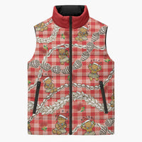 Red Palaka Hawaii Mele Kalikimaka Sleeveless Puffer Jacket Ohia Lehua Shell Leis Funny Gingerbread Santa LT14 Unisex Red - Polynesian Pride