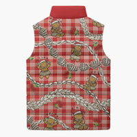 Red Palaka Hawaii Mele Kalikimaka Sleeveless Puffer Jacket Ohia Lehua Shell Leis Funny Gingerbread Santa LT14 - Polynesian Pride