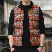 Red Palaka Hawaii Mele Kalikimaka Sleeveless Puffer Jacket Ohia Lehua Shell Leis Funny Gingerbread Santa LT14 - Polynesian Pride