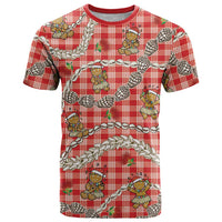 Red Palaka Hawaii Mele Kalikimaka T Shirt Ohia Lehua Shell Leis Funny Gingerbread Santa LT14 Red - Polynesian Pride
