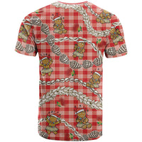 Red Palaka Hawaii Mele Kalikimaka T Shirt Ohia Lehua Shell Leis Funny Gingerbread Santa LT14 - Polynesian Pride