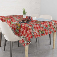 Red Palaka Hawaii Mele Kalikimaka Tablecloth Ohia Lehua Shell Leis Funny Gingerbread Santa LT14 - Polynesian Pride