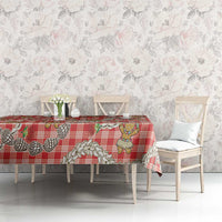 Red Palaka Hawaii Mele Kalikimaka Tablecloth Ohia Lehua Shell Leis Funny Gingerbread Santa LT14 - Polynesian Pride