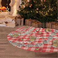 Red Palaka Hawaii Mele Kalikimaka Tree Skirt Ohia Lehua Shell Leis Funny Gingerbread Santa LT14 - Polynesian Pride