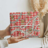 Red Palaka Hawaii Mele Kalikimaka Wrapping Paper Ohia Lehua Shell Leis Funny Gingerbread Santa LT14 - Polynesian Pride