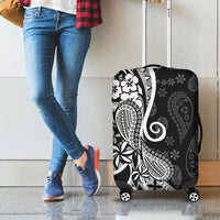 Black Polynesia Paisley Luggage Cover Polynesian With Tropical Flowers LT14 - Polynesian Pride