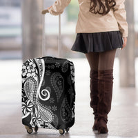 Black Polynesia Paisley Luggage Cover Polynesian With Tropical Flowers LT14 - Polynesian Pride