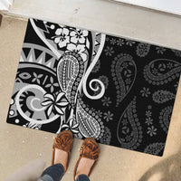 Black Polynesia Paisley Rubber Doormat Polynesian With Tropical Flowers LT14 - Polynesian Pride