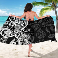 Black Polynesia Paisley Sarong Polynesian With Tropical Flowers LT14 - Polynesian Pride