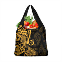 Gold Polynesia Paisley Grocery Bag Polynesian With Tropical Flowers LT14 1-pack One Size Gold - Polynesian Pride