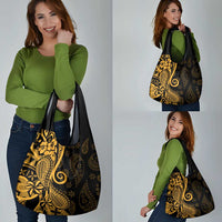 Gold Polynesia Paisley Grocery Bag Polynesian With Tropical Flowers LT14 - Polynesian Pride