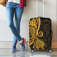Gold Polynesia Paisley Luggage Cover Polynesian With Tropical Flowers LT14 - Polynesian Pride