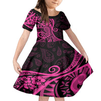 Pink Polynesia Paisley Kid Short Sleeve Dress Polynesian With Tropical Flowers LT14 KID Pink - Polynesian Pride