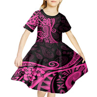 Pink Polynesia Paisley Kid Short Sleeve Dress Polynesian With Tropical Flowers LT14 - Polynesian Pride