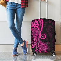 Pink Polynesia Paisley Luggage Cover Polynesian With Tropical Flowers LT14 - Polynesian Pride
