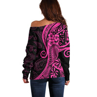 Pink Polynesia Paisley Off Shoulder Sweater Polynesian With Tropical Flowers LT14 - Polynesian Pride