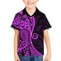 Polynesia Paisley Hawaiian Shirt Polynesian With Tropical Flowers - Purple LT14 - Polynesian Pride