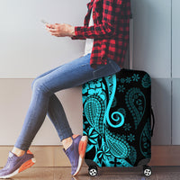 Polynesia Paisley Luggage Cover Polynesian With Tropical Flowers - Turquoise LT14 - Polynesian Pride