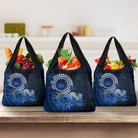 Talofa Samoa Grocery Bag Samoan Kava Bowl Siapo Pattern - Blue LT14 3-pack One Size Blue - Polynesian Pride