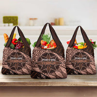 Malo e lelei Tonga Grocery Bag Tongan Ngatu Pattern Vintage Vibes LT14 3-pack One Size Brown - Polynesian Pride