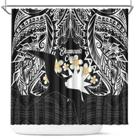 Ekamowir Omo Nauru Shower Curtain Naoero Twelve-pointed Star Polynesian Tattoo LT14 Black - Polynesian Pride