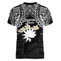 Ekamowir Omo Nauru Women V-Neck T-Shirt Naoero Twelve-pointed Star Polynesian Tattoo