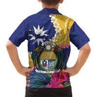 Nauru Independence Day Hawaiian Shirt Coat Of Arms With Tropical Flowers