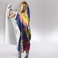 Nauru Independence Day Hooded Blanket Coat Of Arms With Tropical Flowers LT14 - Polynesian Pride