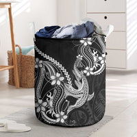 Black Aloha Hawaii Laundry Basket Polynesian Shark Tattoo With Plumeria LT14 Black - Polynesian Pride