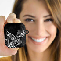 Black Aloha Hawaii AirPods Case Polynesian Shark Tattoo With Plumeria LT14 - Polynesian Pride