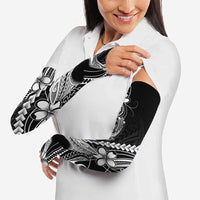 Black Aloha Hawaii Arm Sleeves Polynesian Shark Tattoo With Plumeria LT14 - Polynesian Pride