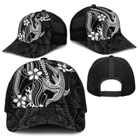 Black Aloha Hawaii Baseball Net Cap Polynesian Shark Tattoo With Plumeria LT14 - Polynesian Pride