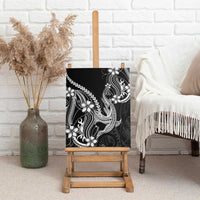 Black Aloha Hawaii Canvas Wall Art Polynesian Shark Tattoo With Plumeria LT14 - Polynesian Pride
