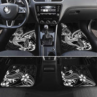Black Aloha Hawaii Car Mats Polynesian Shark Tattoo With Plumeria LT14 Set 4pcs Black - Polynesian Pride