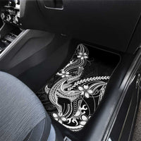 Black Aloha Hawaii Car Mats Polynesian Shark Tattoo With Plumeria LT14 - Polynesian Pride