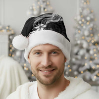 Black Aloha Hawaii Christmas Santa Hat Polynesian Shark Tattoo With Plumeria - Polynesian Pride